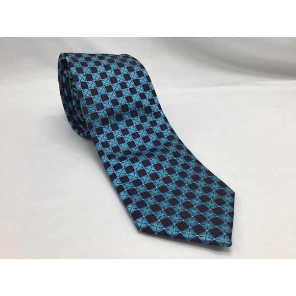 Alexander Julian Colours Blue Checkered Necktie Handmade Formal Business Work - Picture 1 of 4